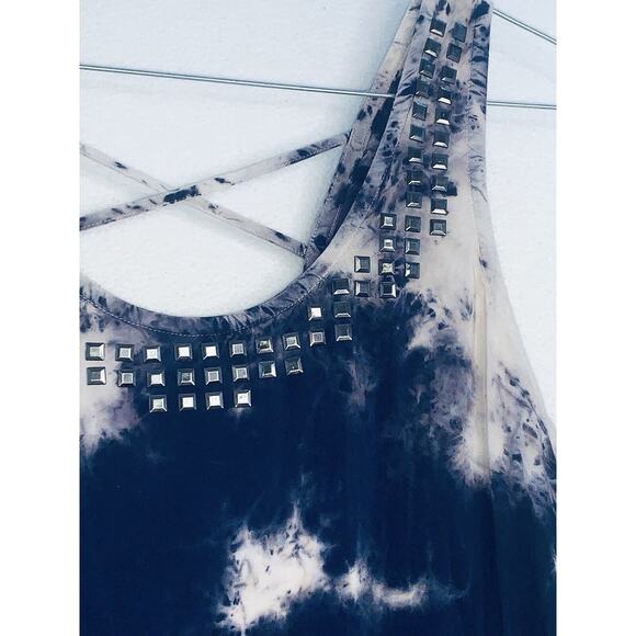 Sz S Forever 21 Tie Dye Top Tank Lattice Back Studs Neckline Boho Hippy Top EUC - Picture 2 of 14